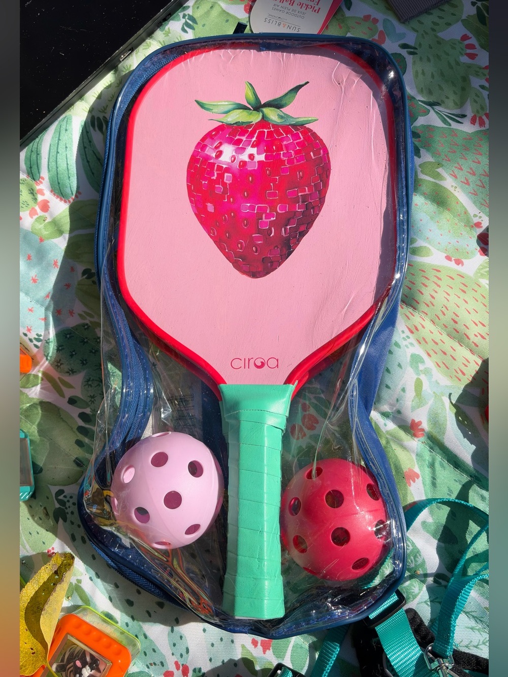 Ciroa Home strawberry-themed pickleball paddle set (BNWT)